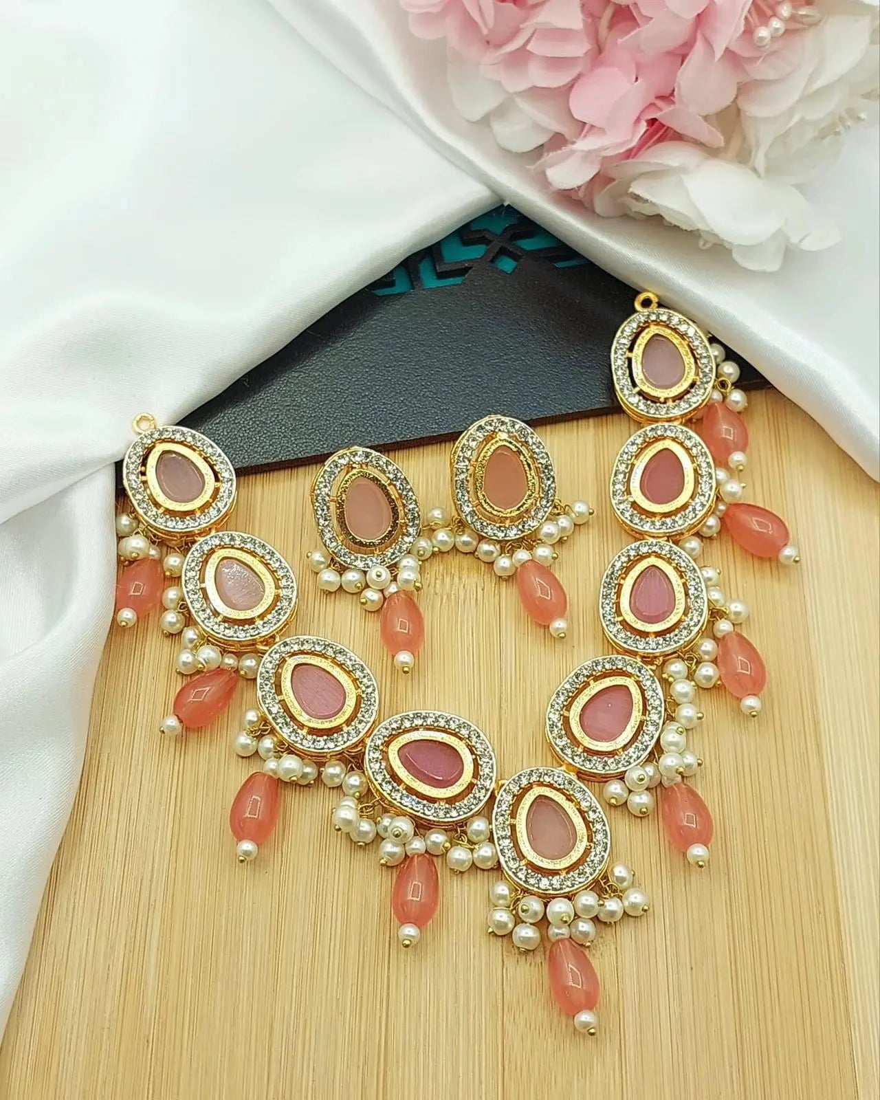 Turkish Uncut kundan Necklace set-2187 Nayab Jewellery