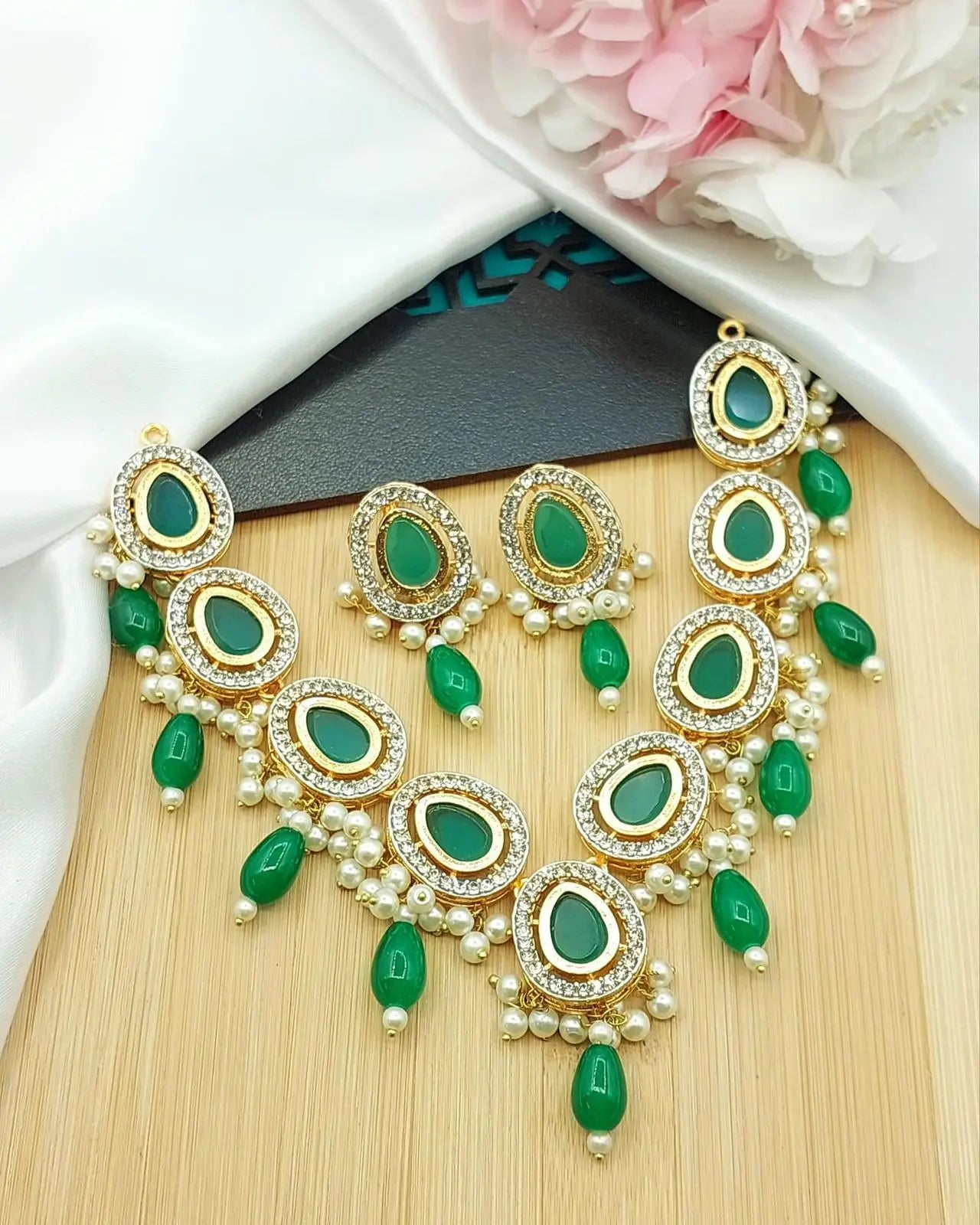 Turkish Uncut kundan Necklace set-2187 Nayab Jewellery