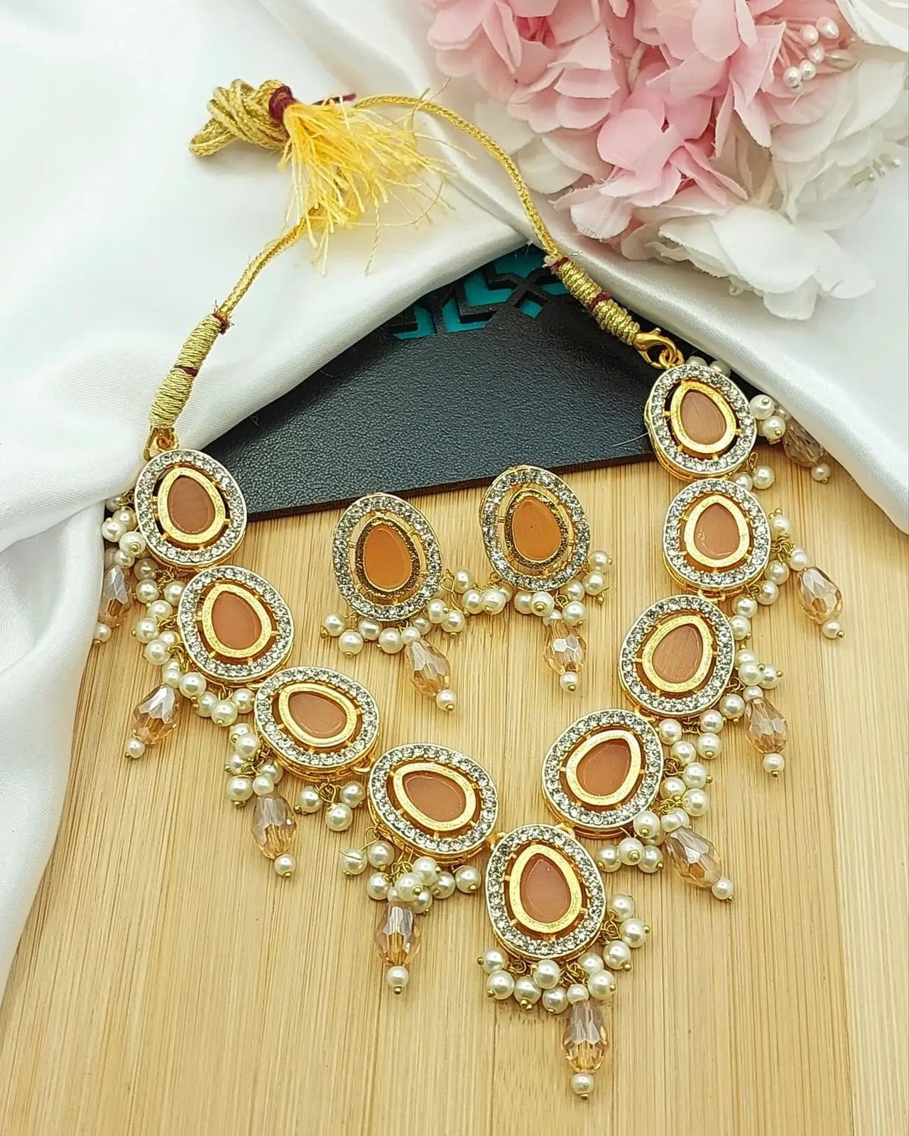 Turkish Uncut kundan Necklace set-2187 Nayab Jewellery