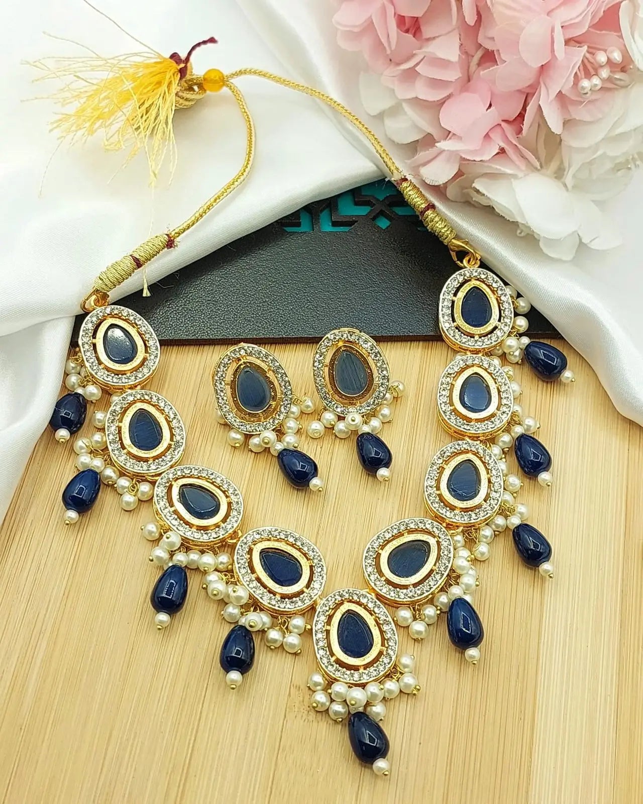 Turkish Uncut kundan Necklace set-2187 Nayab Jewellery