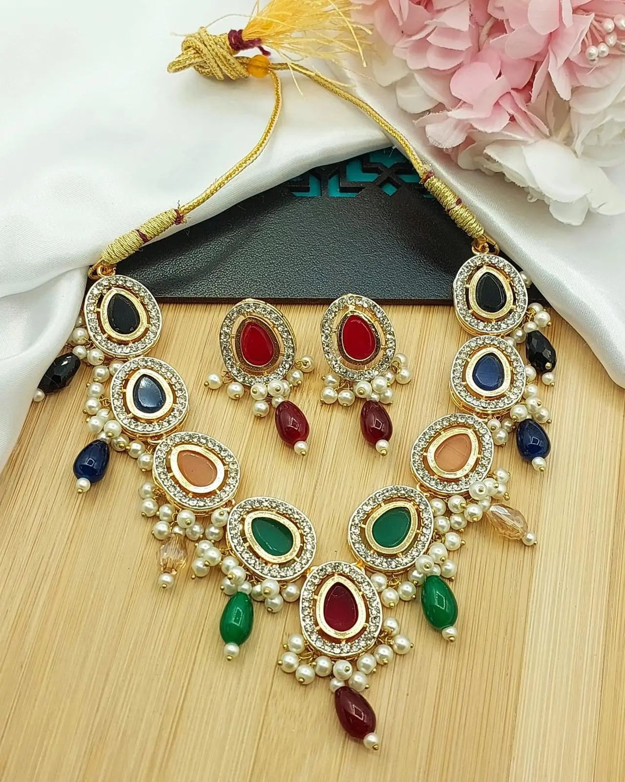 Turkish Uncut kundan Necklace set-2187 Nayab Jewellery