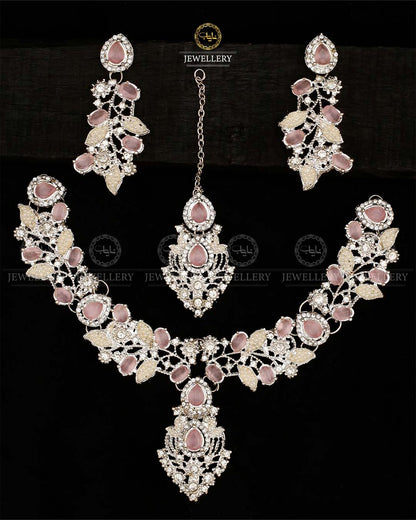 Turkish Necklace set-2570-Silver Nayab Jewellery