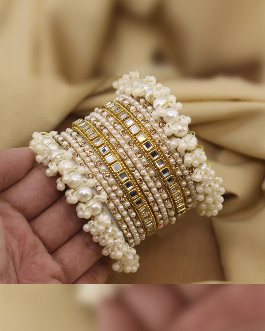 Pearl Bridal Bangles set -2545 Nayab Jewellery