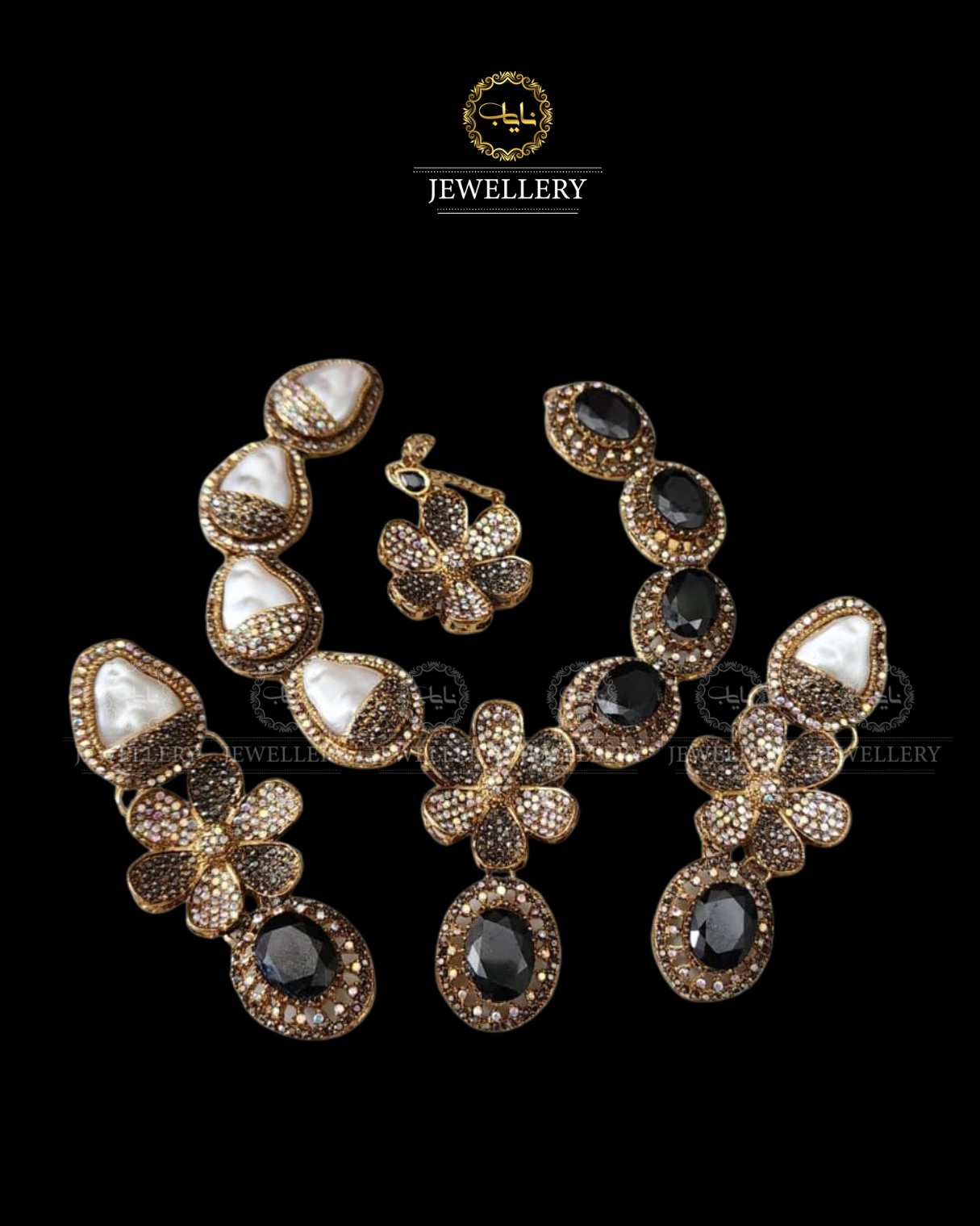 Doublet Stones Mother pearl Necklace set N-1032