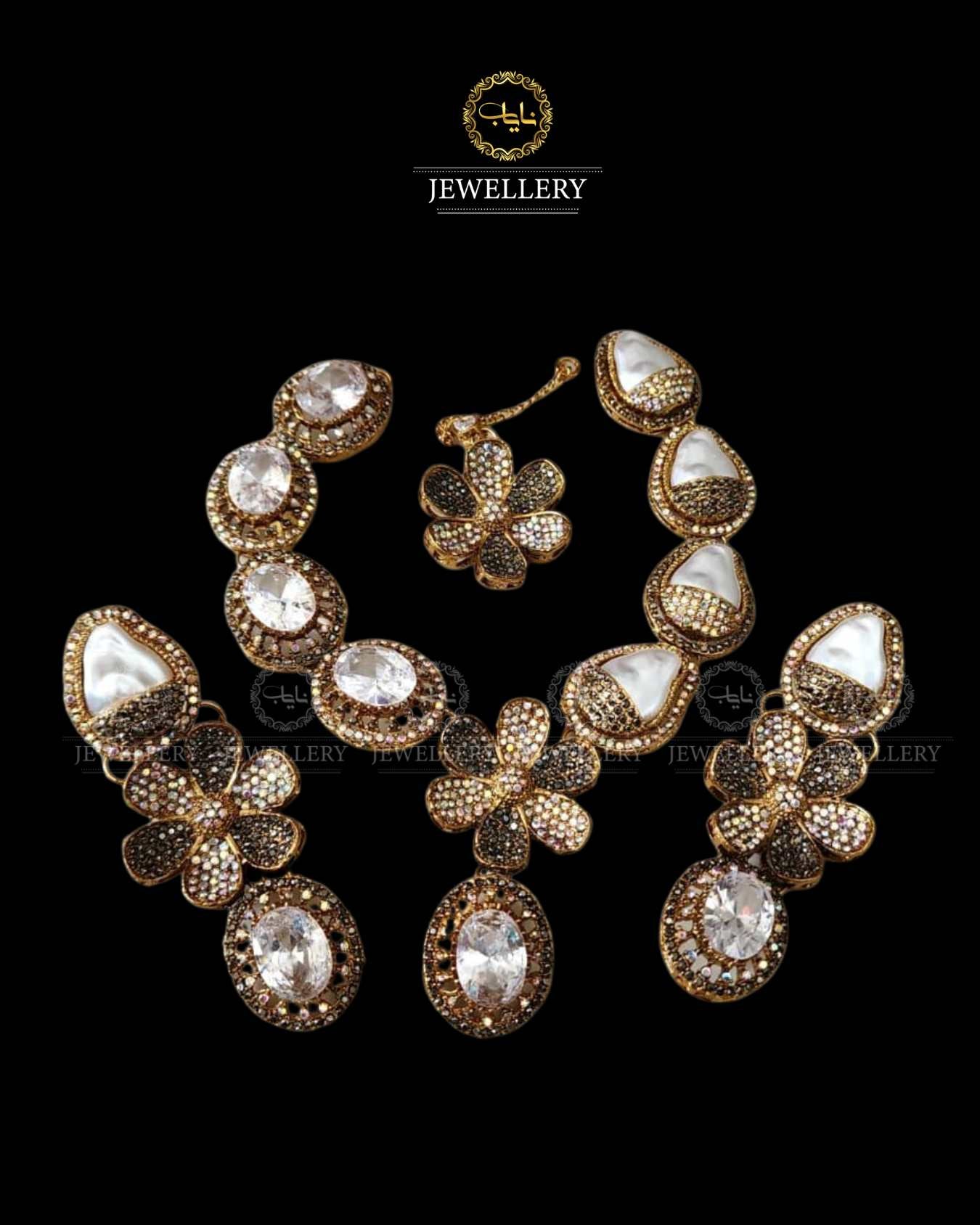 Doublet Stones Mother pearl Necklace set N-1032