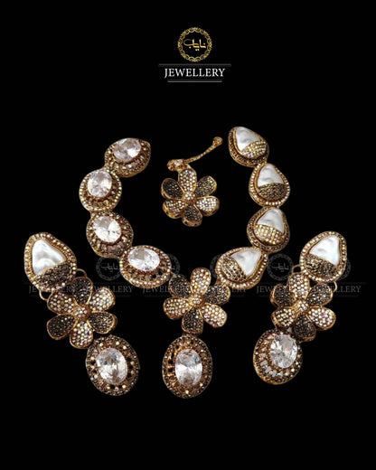 Doublet Stones Mother pearl Necklace set N-1032