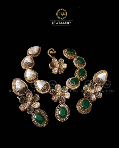 Doublet Stones Mother pearl Necklace set N-1032