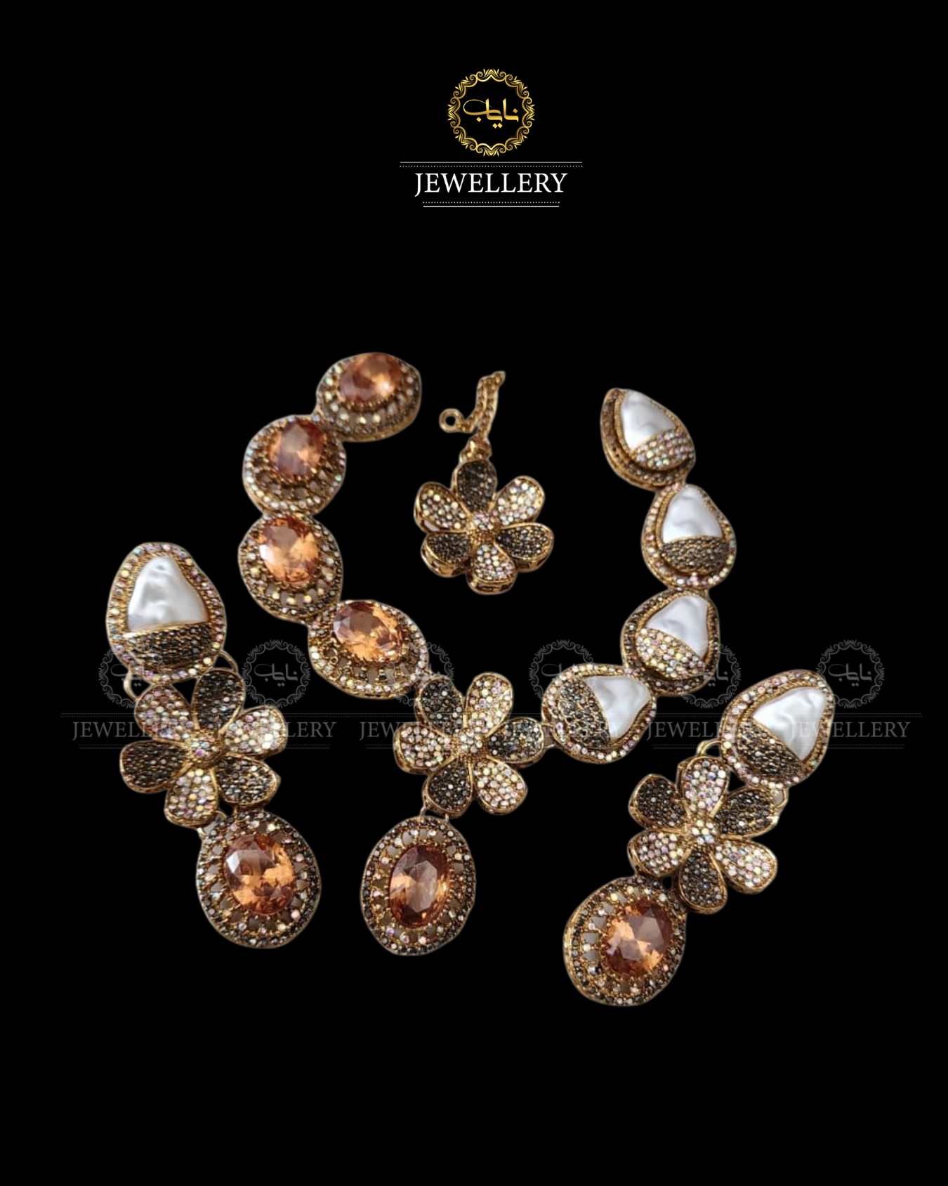 Doublet Stones Mother pearl Necklace set N-1032