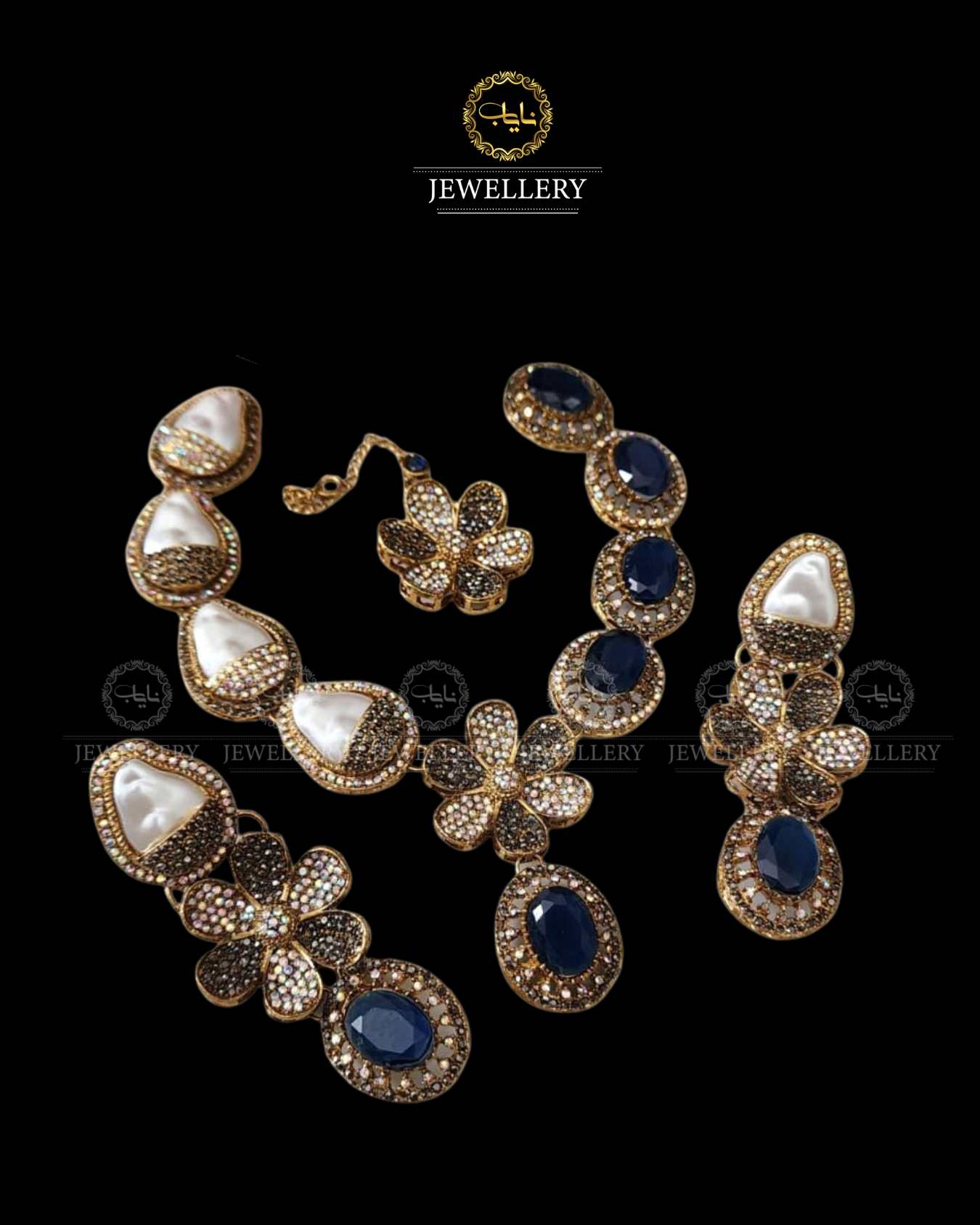 Doublet Stones Mother pearl Necklace set N-1032