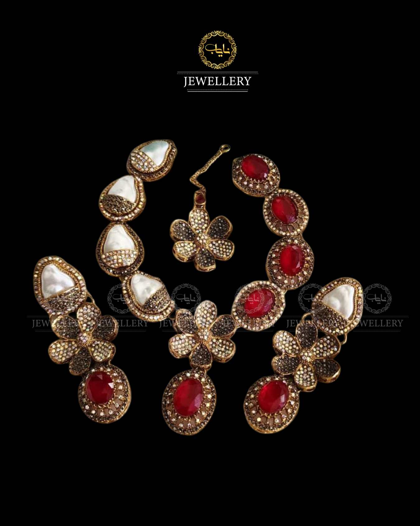 Doublet Stones Mother pearl Necklace set N-1032