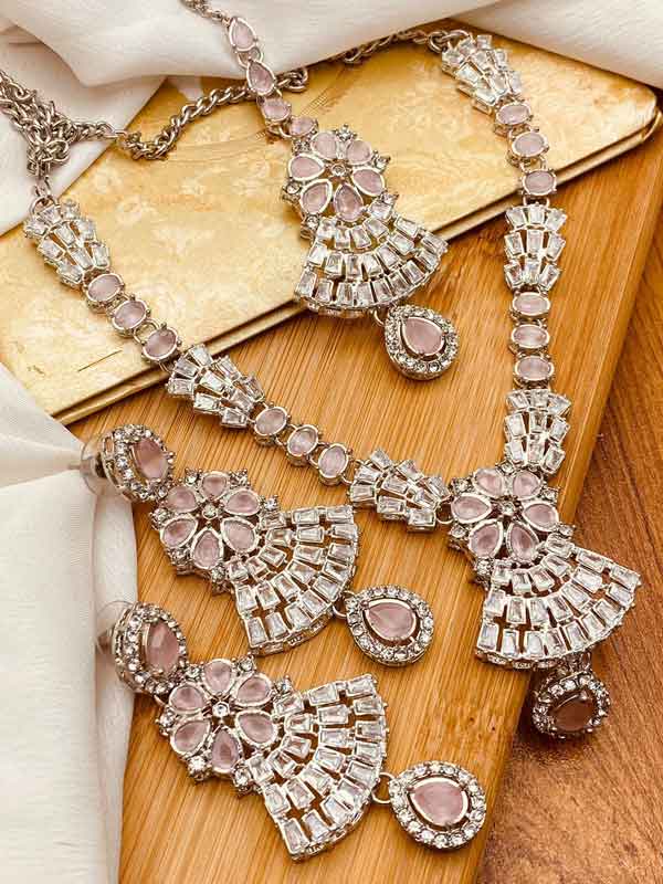 Victorian Polish Necklace Set NJ-1555-Silver Nayab Jewellery