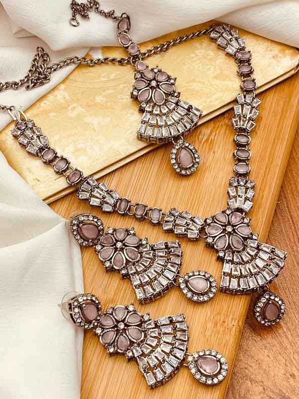 Victorian Polish Necklace Set NJ-1555-Silver Nayab Jewellery