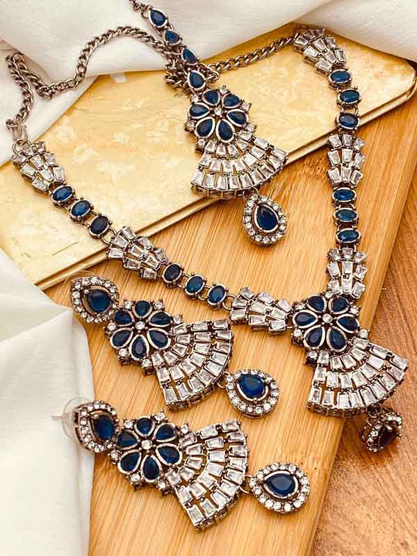 Victorian Polish Necklace Set NJ-1555-Silver Nayab Jewellery