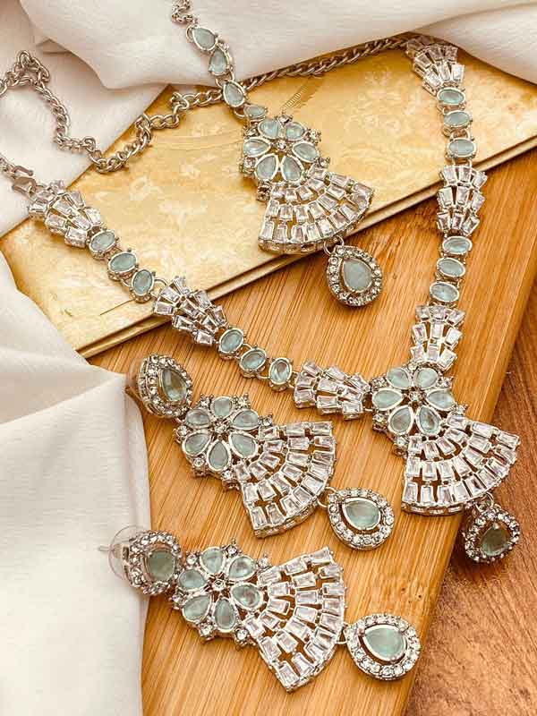 Victorian Polish Necklace Set NJ-1555-Silver Nayab Jewellery