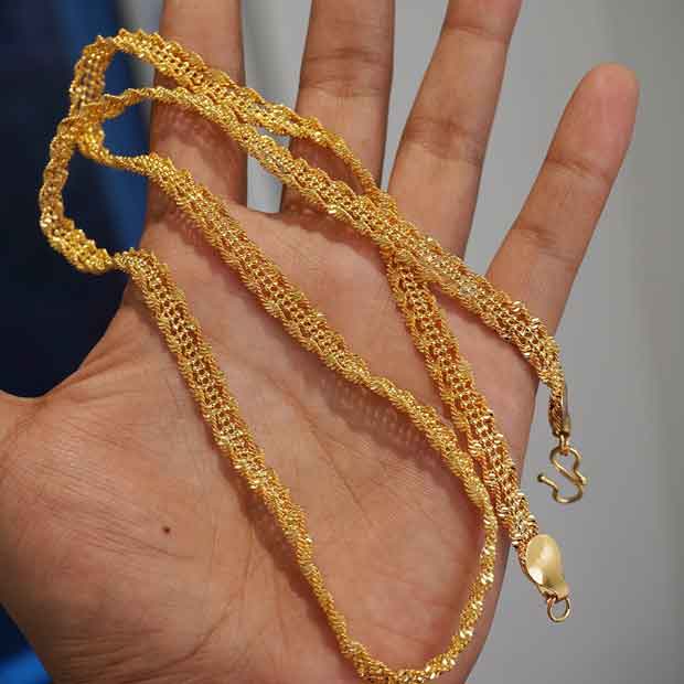 Gold Plated Thick Chain 28 Inches 6 Month Polish Warranty NJ-1597