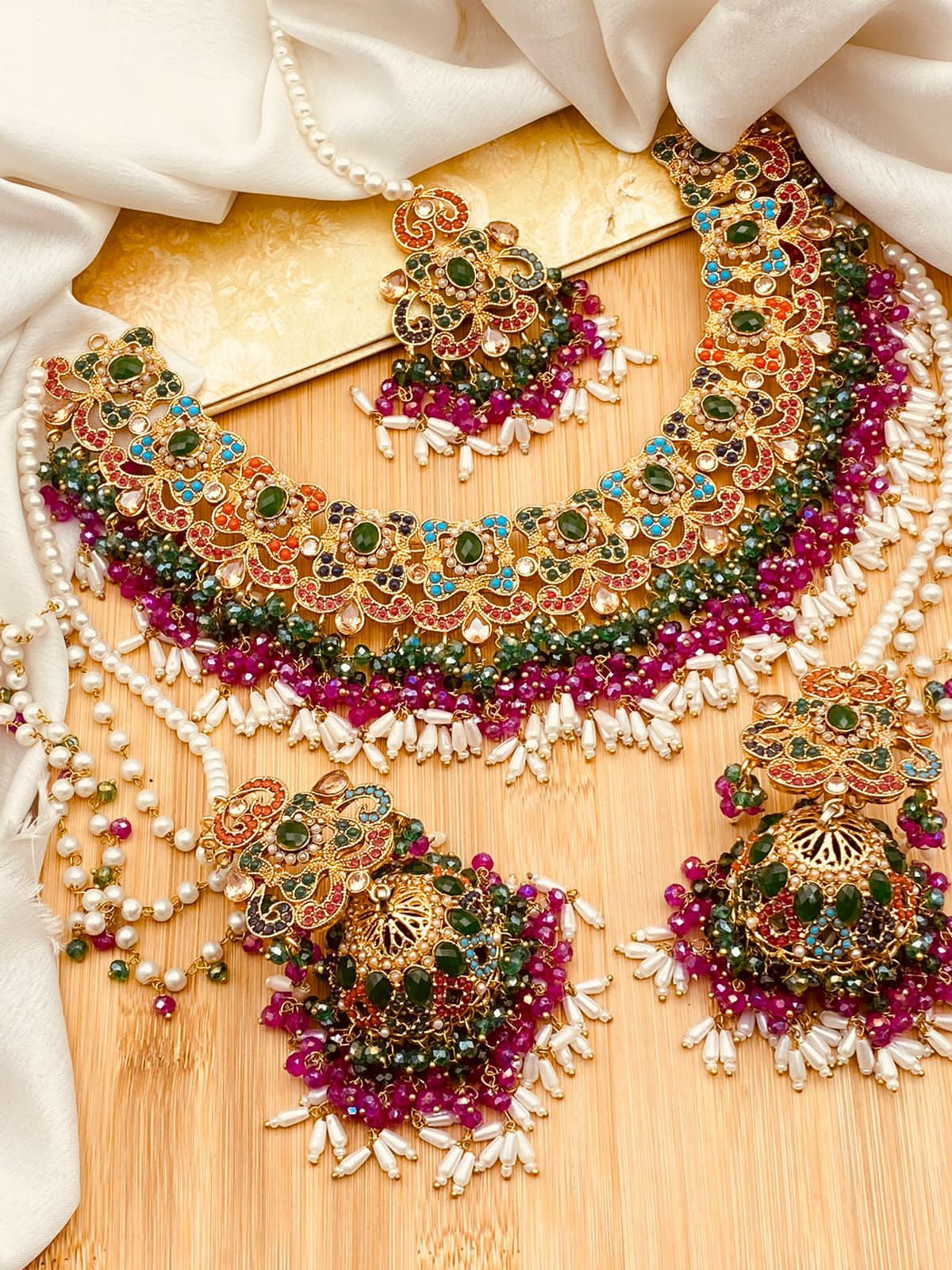 Kundan necklace set with jhumka – NAMASYA