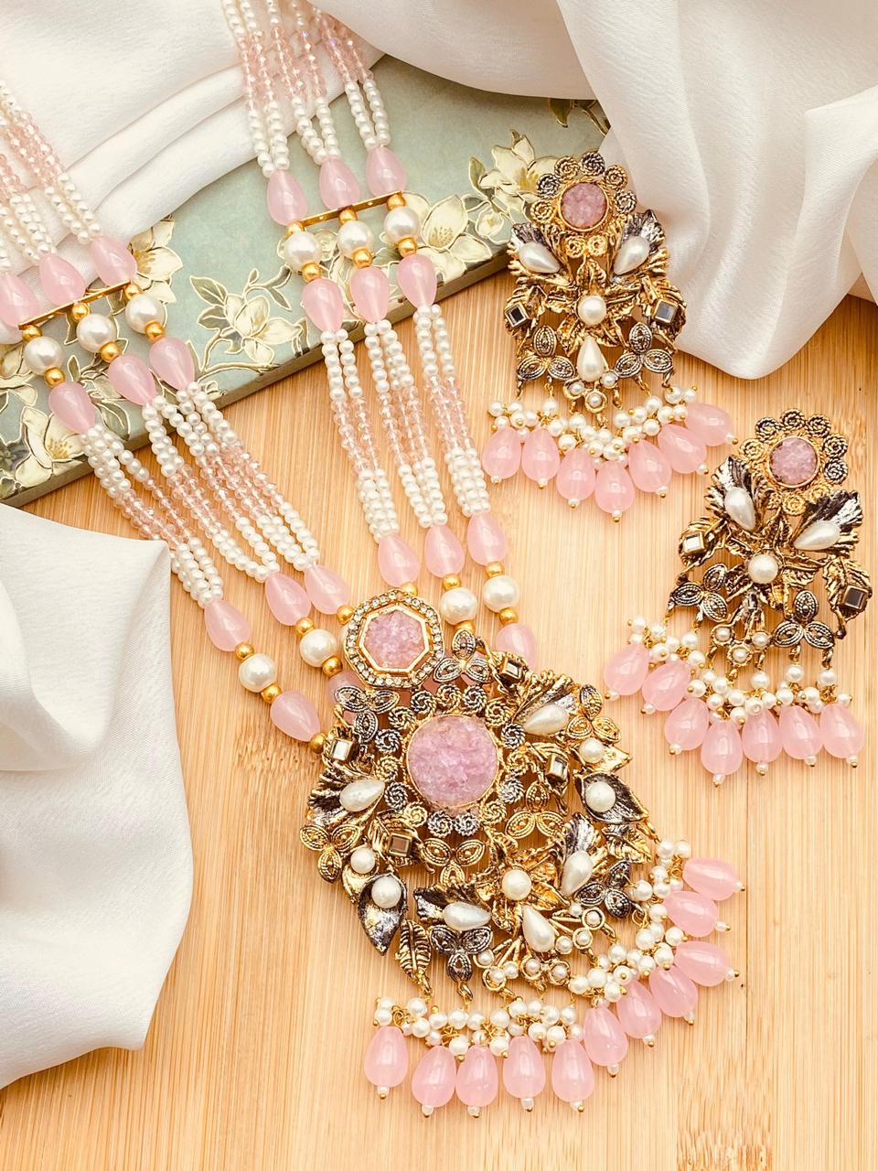 Designer Handmade Crush Stones Mala set-2045