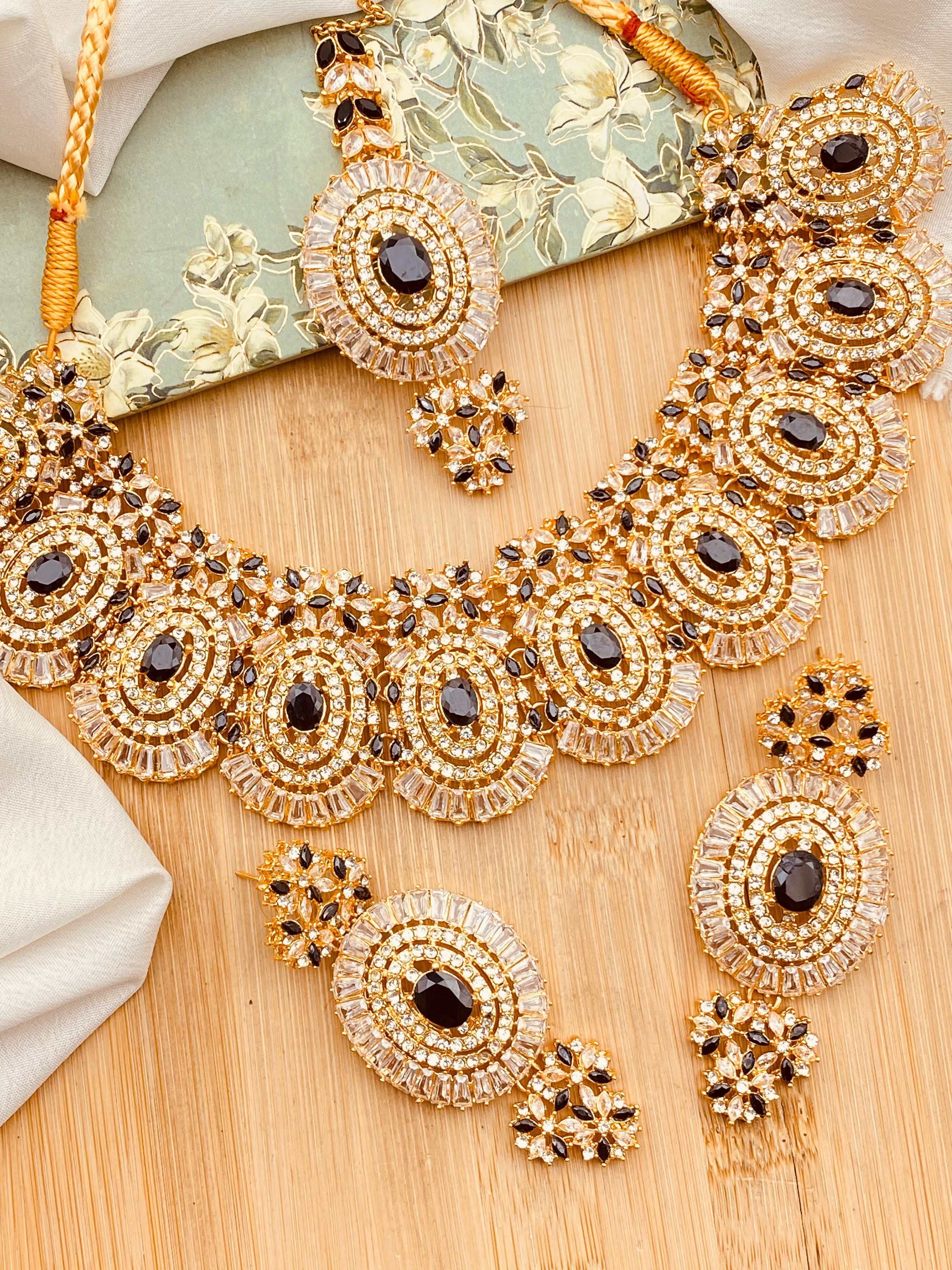 Polki with Zarcon Bridal Necklace set-2156-Golden