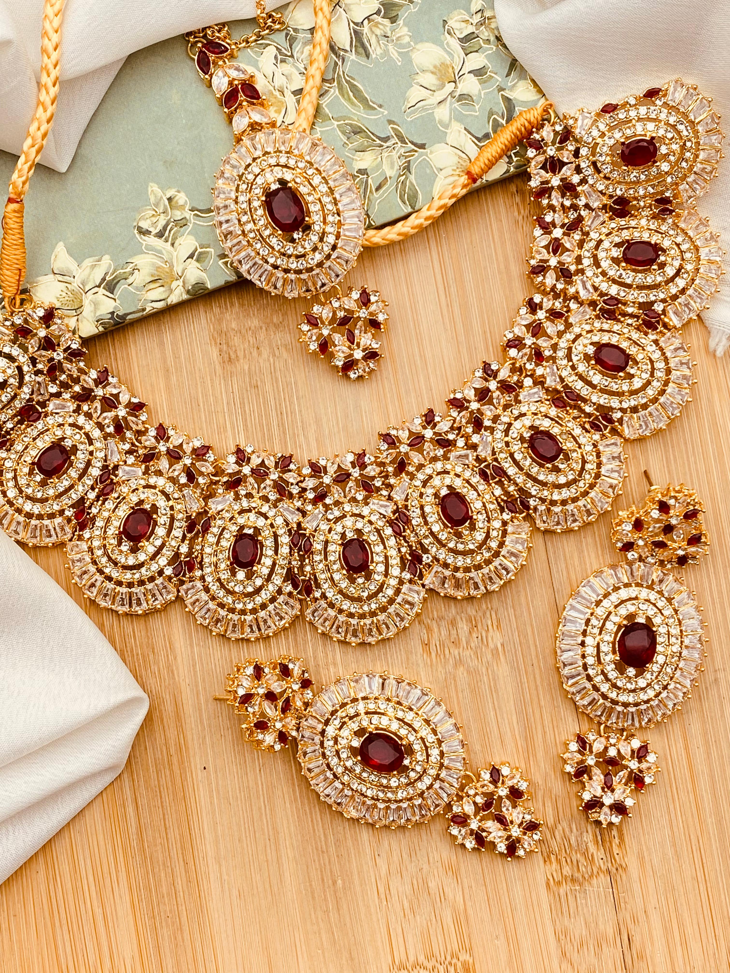 Polki with Zarcon Bridal Necklace set-2156-Golden