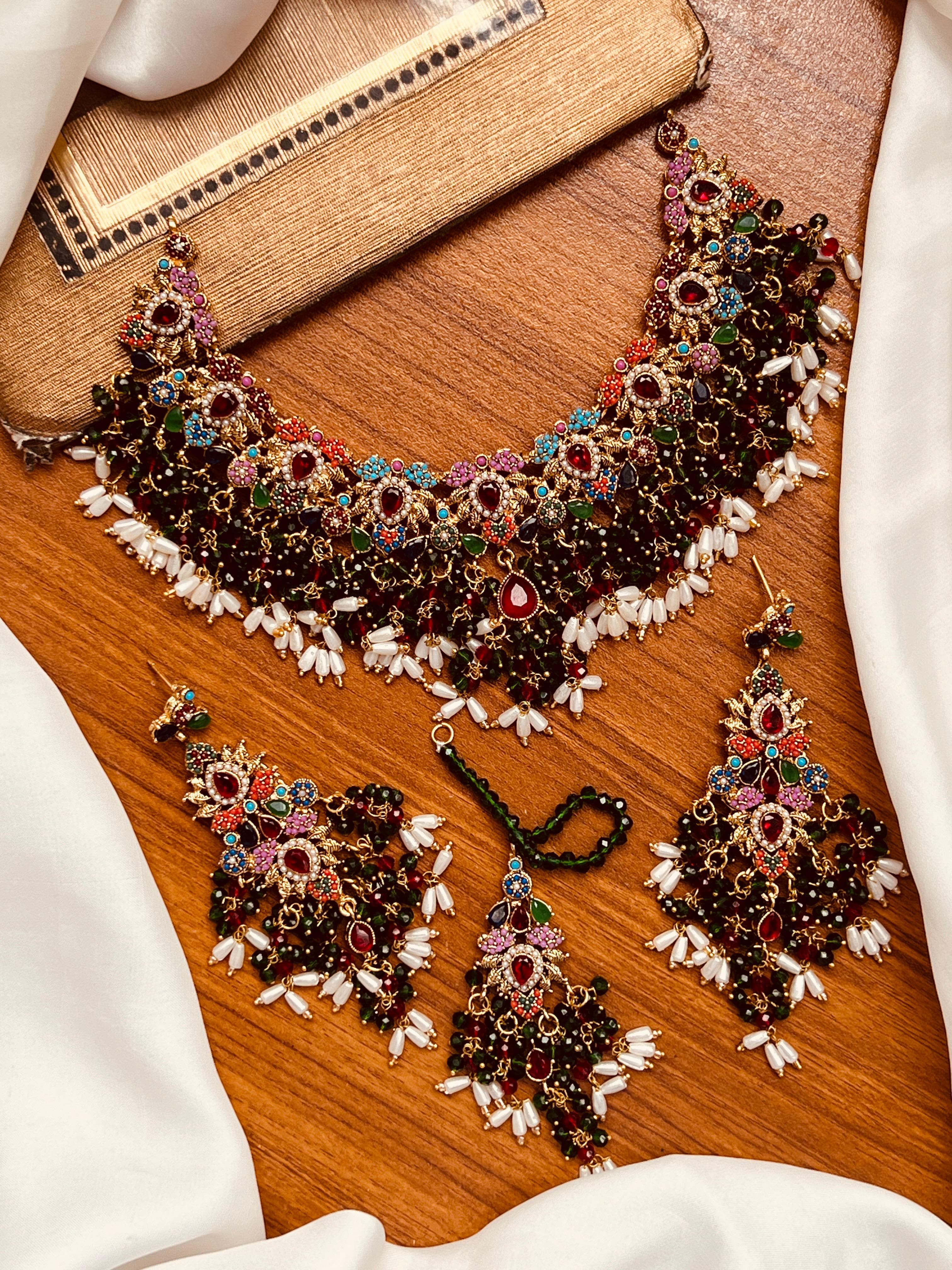 Noratan Bridal Necklace set with heavy bandhai-2246