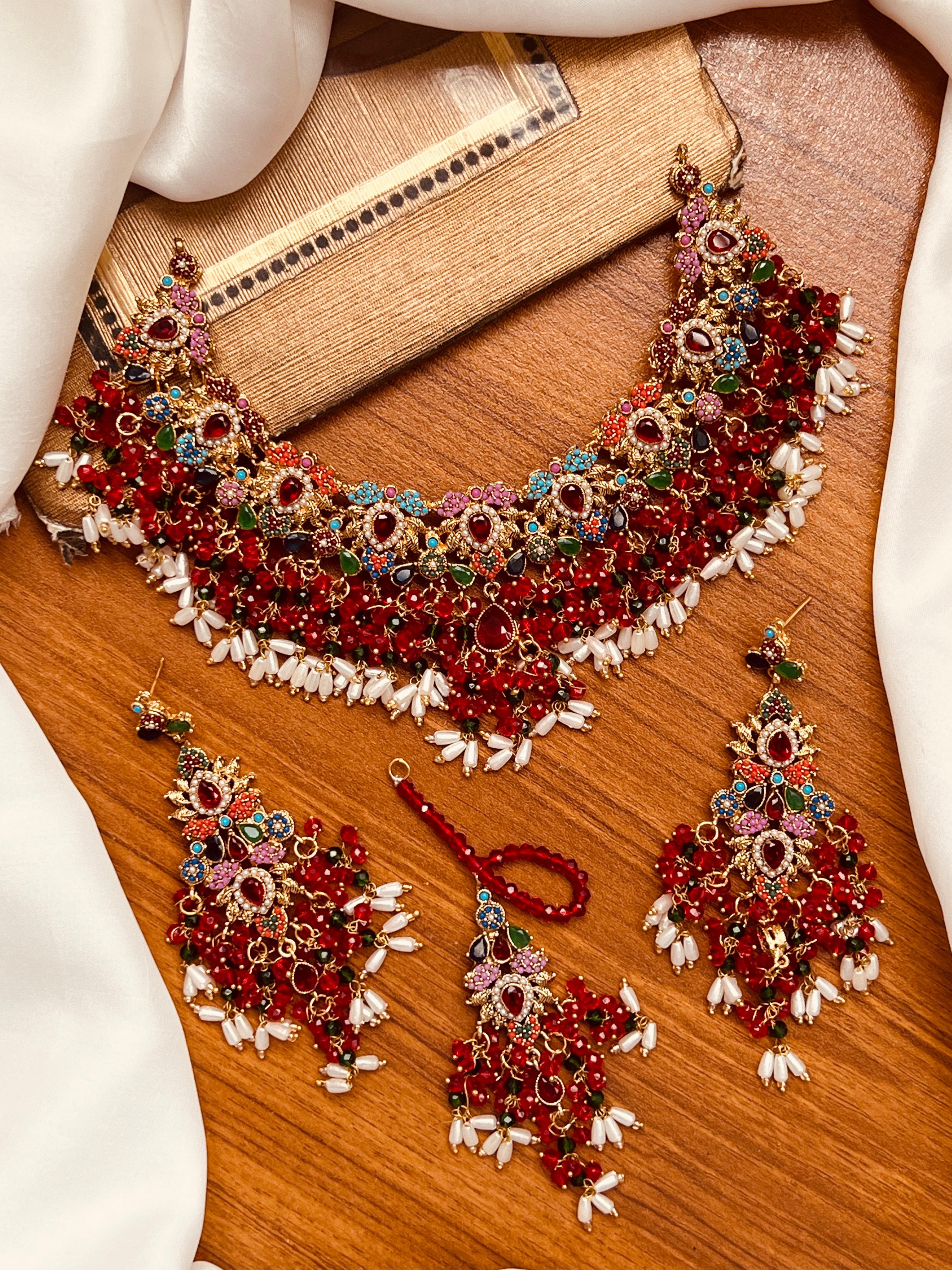 Noratan Bridal Necklace set with heavy bandhai-2246