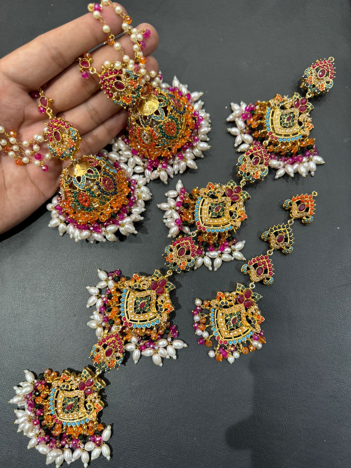 Noratan 3 pcs Combo Sahara Jhumka with Paranda & Tika-2248