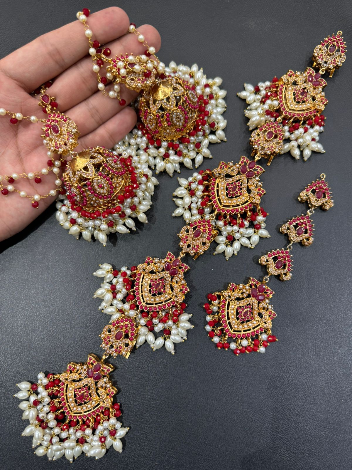 Noratan 3 pcs Combo Sahara Jhumka with Paranda & Tika-2248