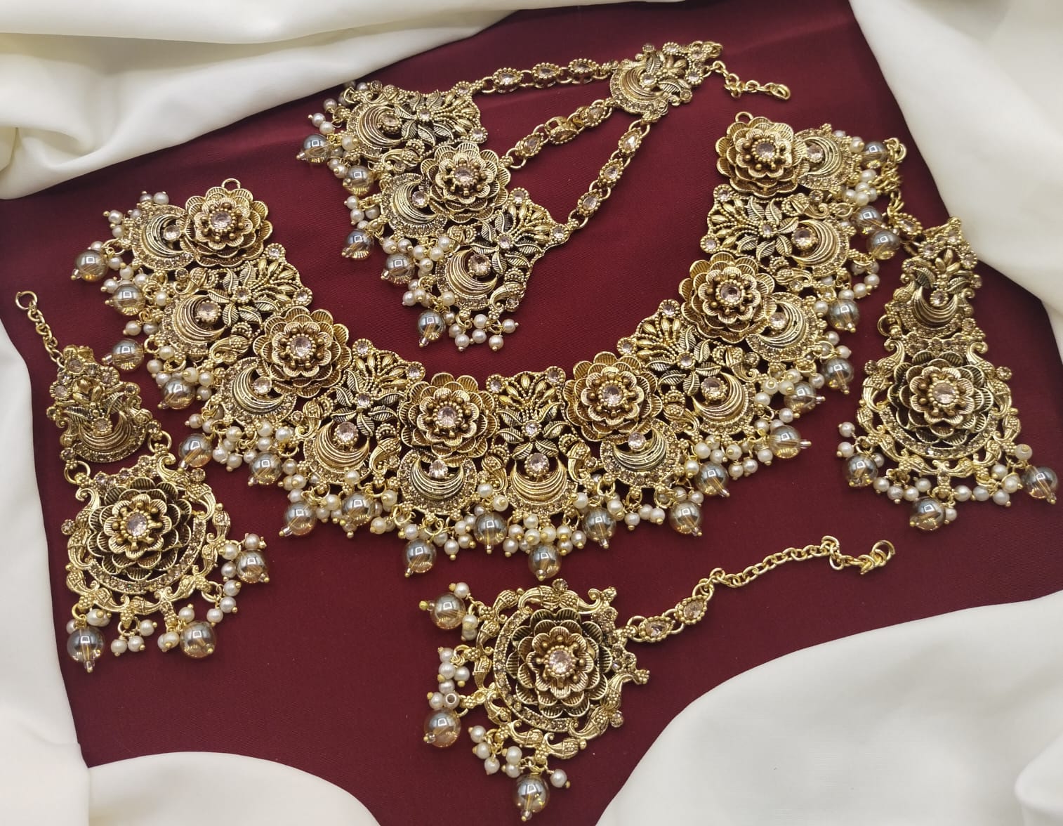 Rajwadi 5 pcs Bridal set-2249-Golden