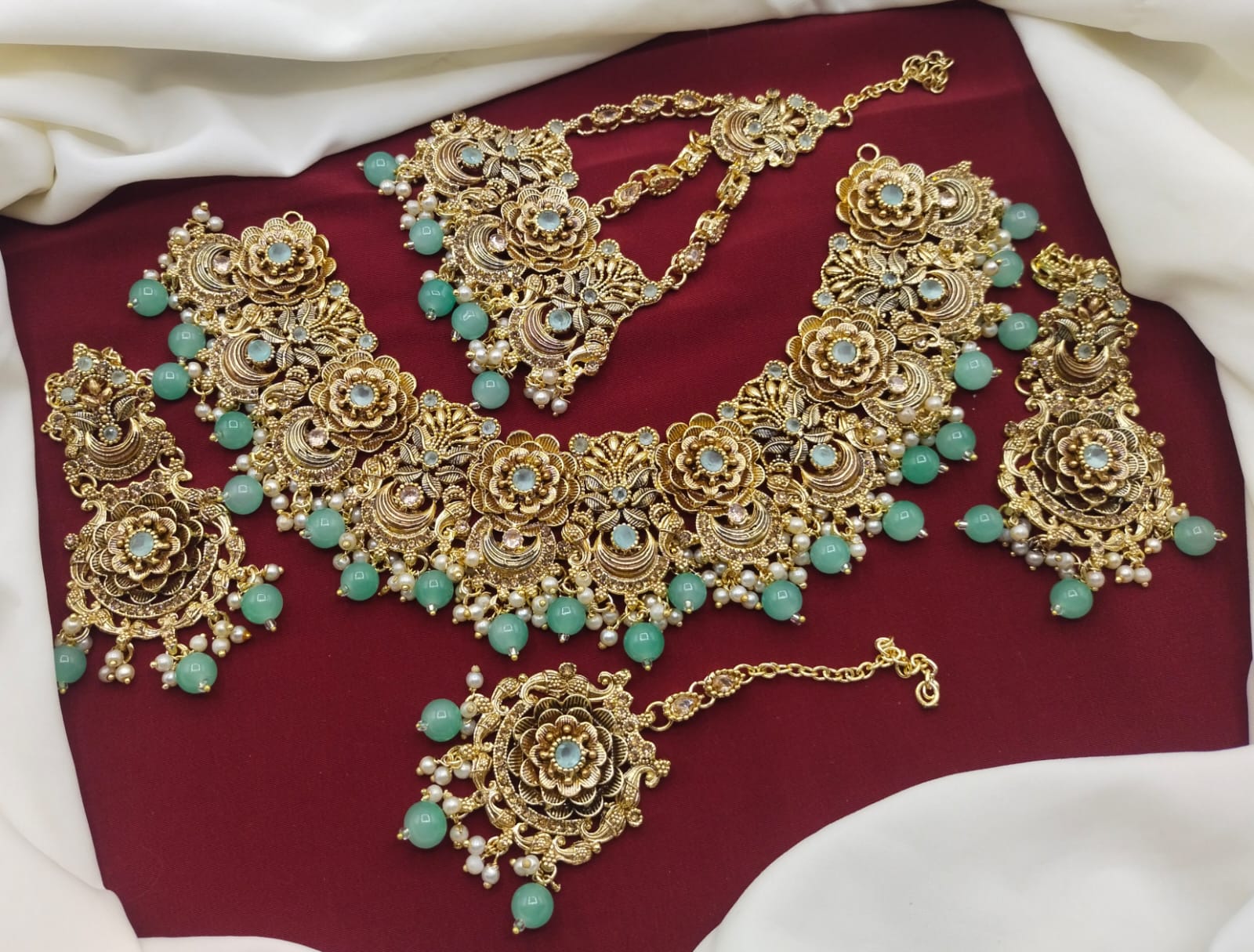 Rajwadi 5 pcs Bridal set-2249-Golden