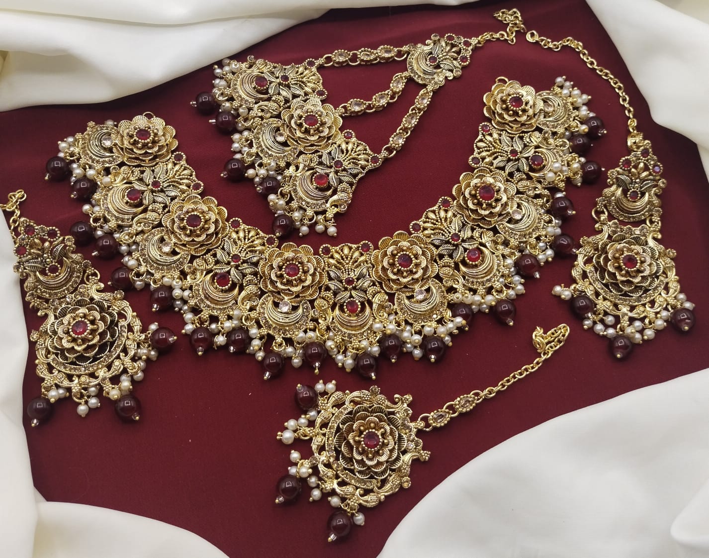 Rajwadi 5 pcs Bridal set-2249-Golden