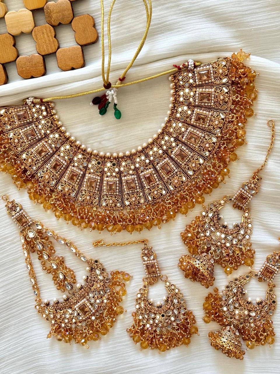 Egyptian Stones with Kundan Bridal Necklace set -2405