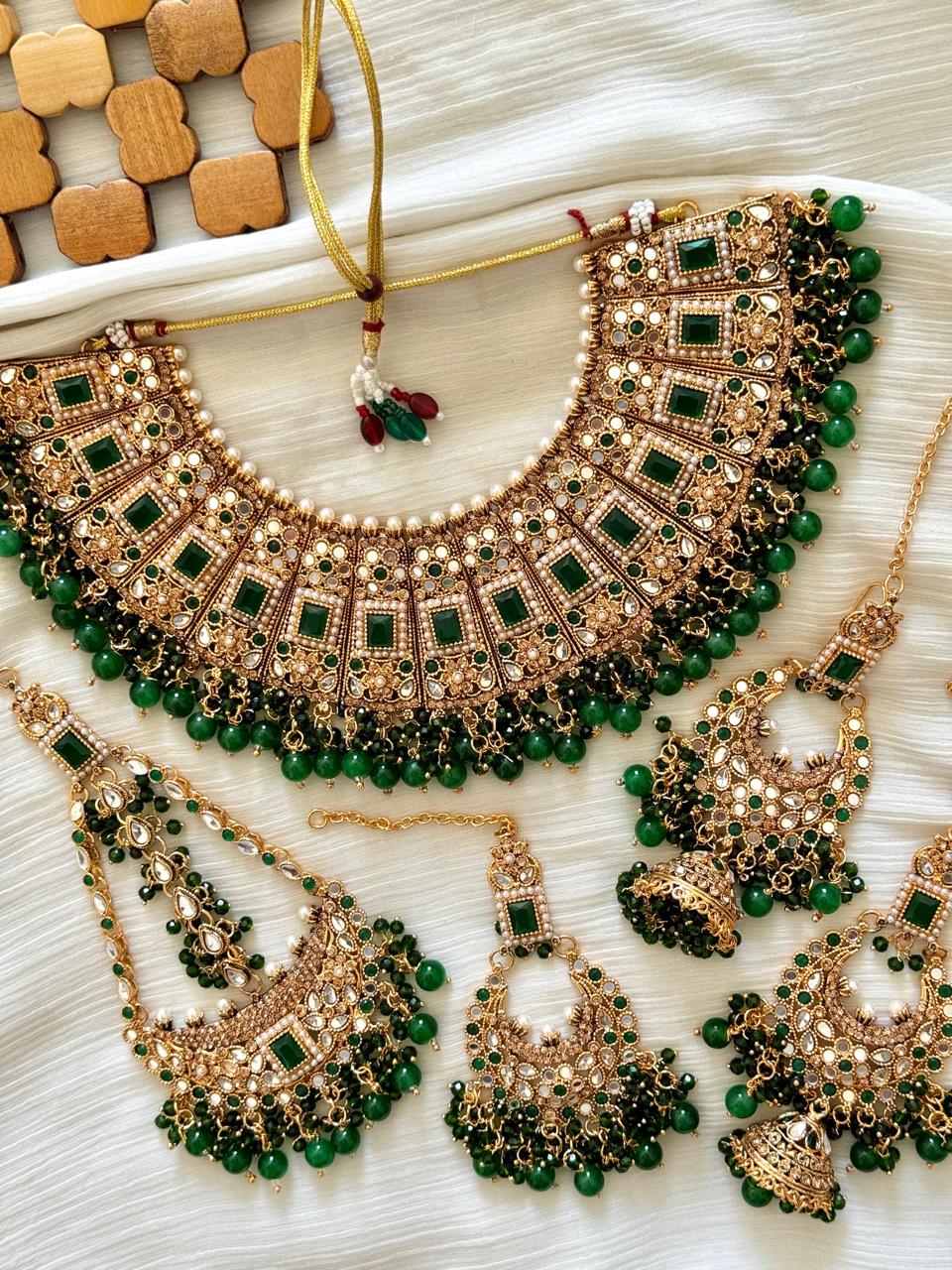 Egyptian Stones with Kundan Bridal Necklace set -2405