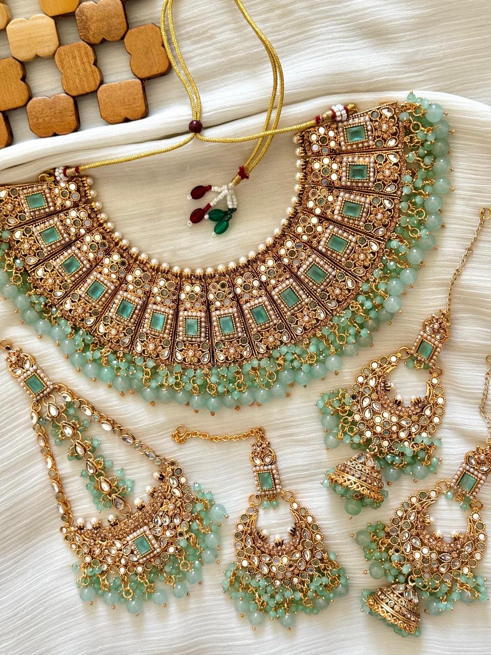 Egyptian Stones with Kundan Bridal Necklace set -2405