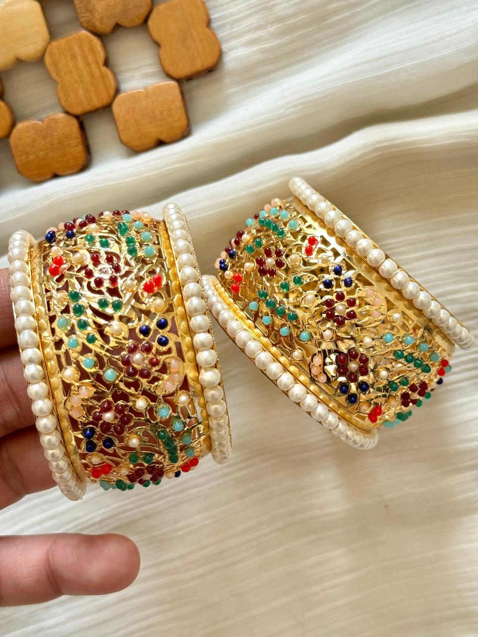 Hyedrabadi hand made Bangles (pair)-2449 Nayab Jewellery