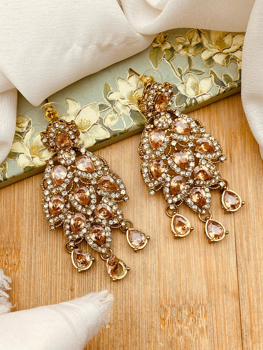 Leaf Earrings -2501-Golden Nayab Jewellery
