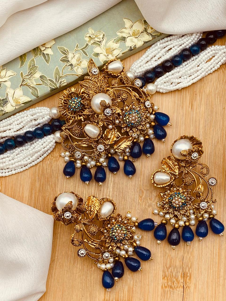 Turkish Mother Pearl Chokar set-2503 Nayab Jewellery