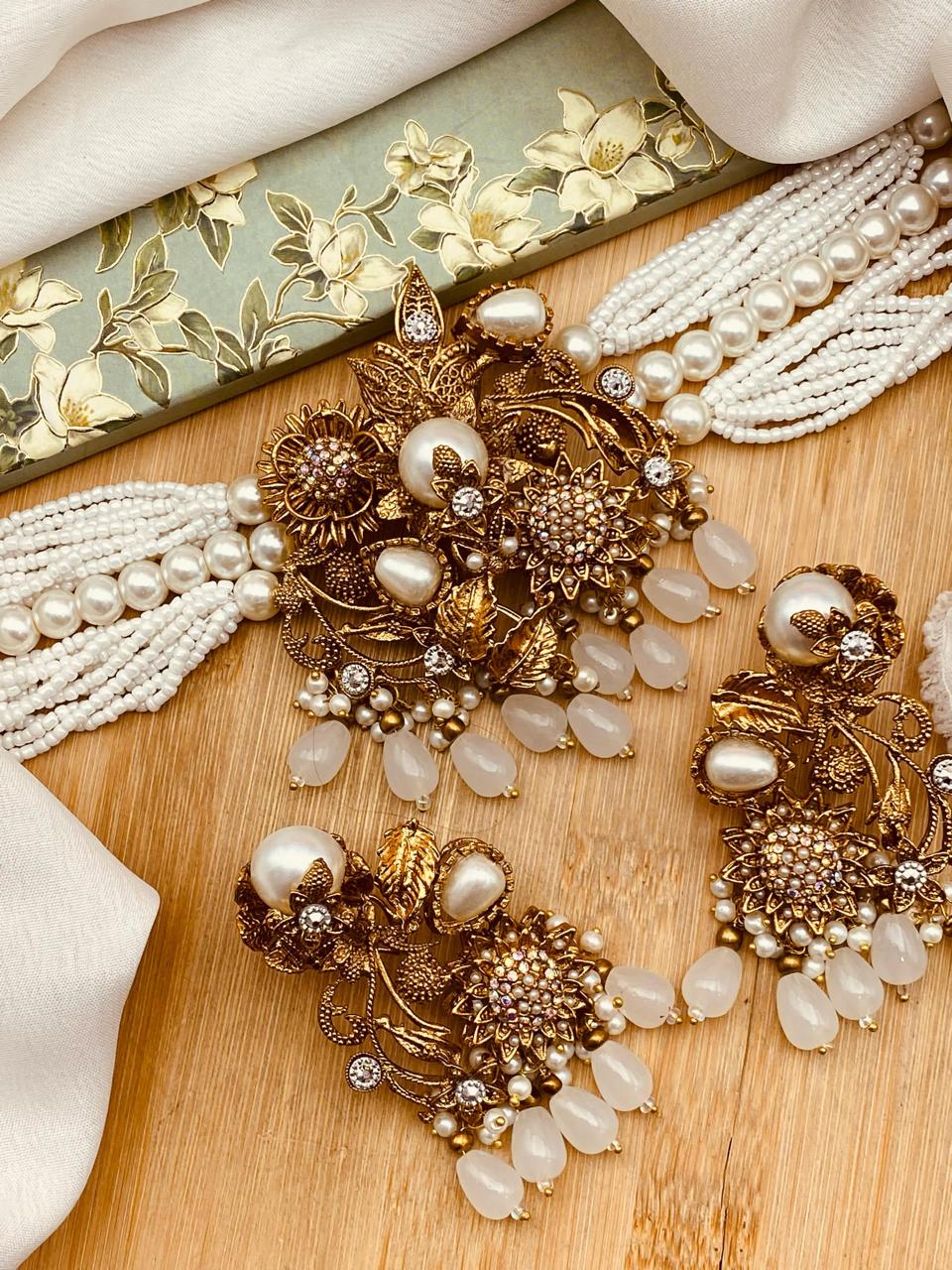 Turkish Mother Pearl Chokar set-2503 Nayab Jewellery