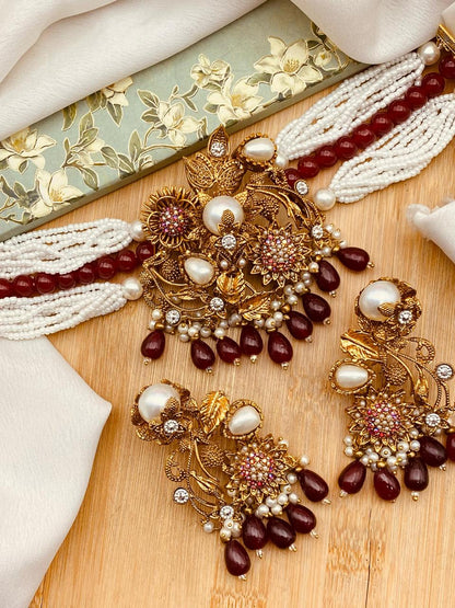 Turkish Mother Pearl Chokar set-2503 Nayab Jewellery
