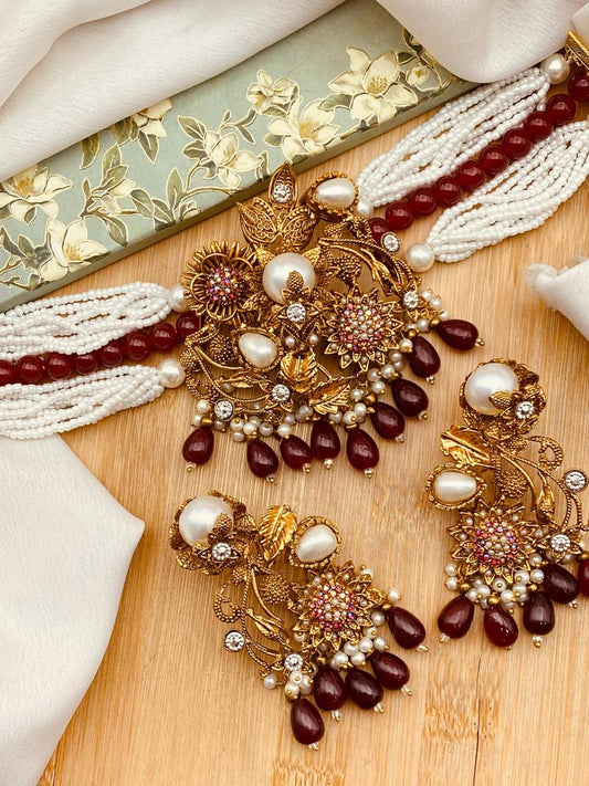 Turkish Mother Pearl Chokar set-2503 Nayab Jewellery