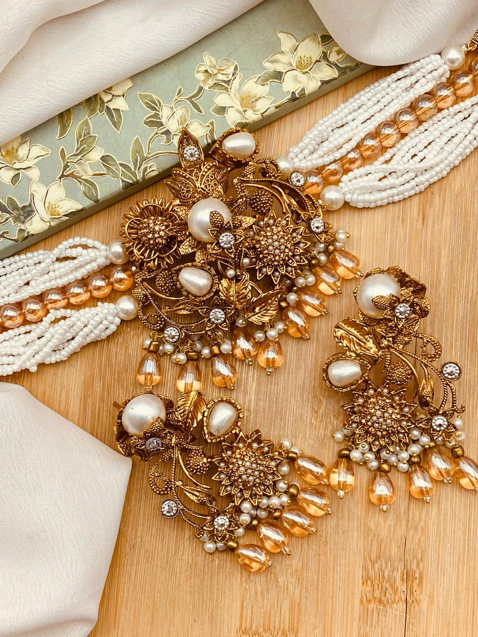 Turkish Mother Pearl Chokar set-2503 Nayab Jewellery