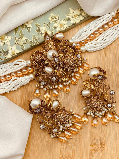 Turkish Mother Pearl Chokar set-2503 Nayab Jewellery