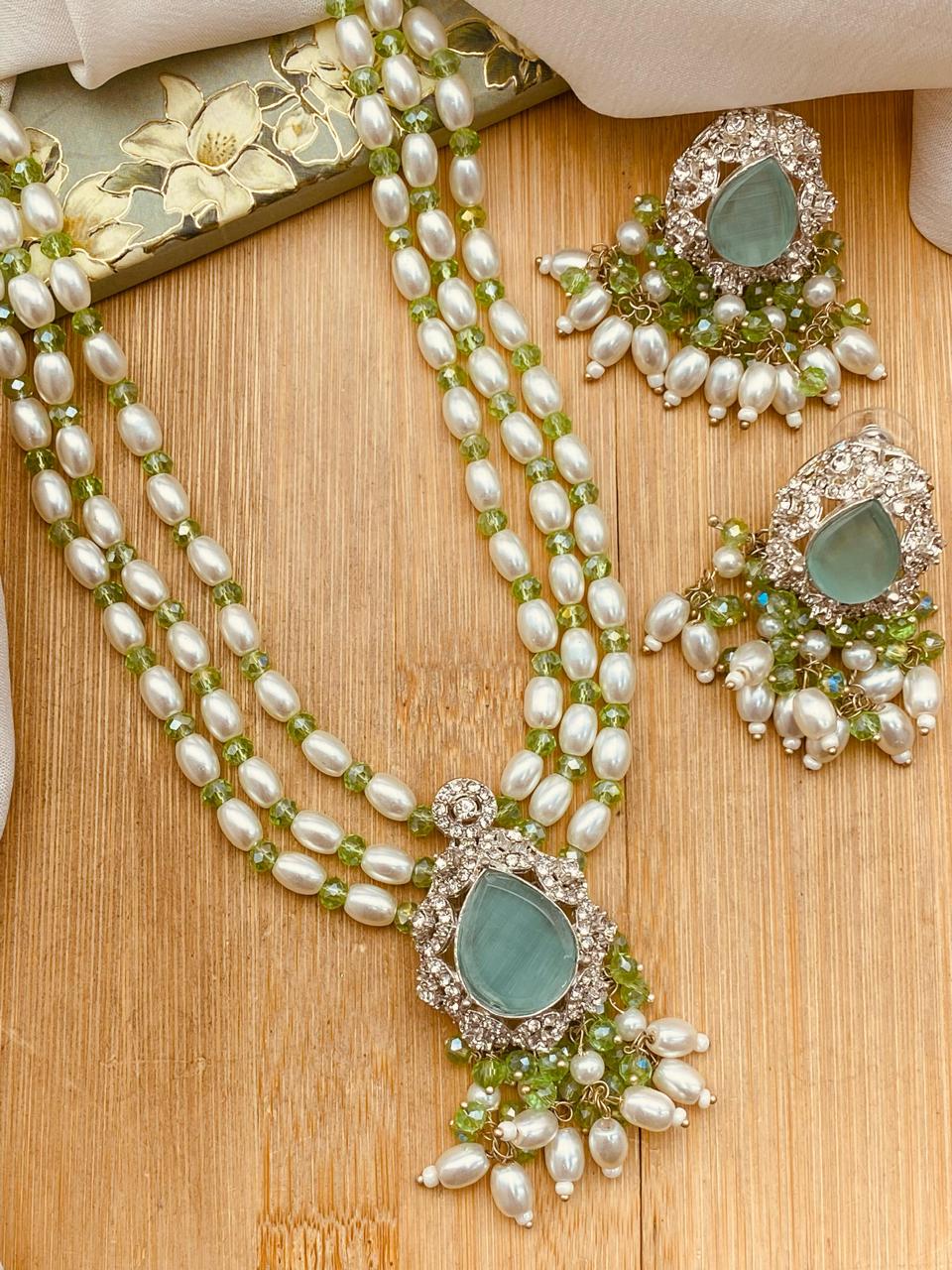 NAQSH Zarcon Mala set-2505-Silver Nayab Jewellery