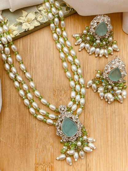 NAQSH Zarcon Mala set-2505-Silver Nayab Jewellery