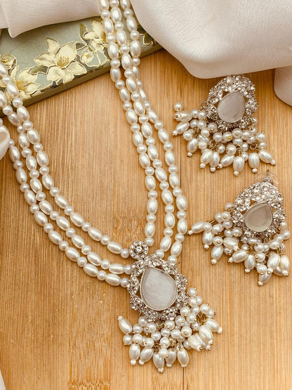 NAQSH Zarcon Mala set-2505-Silver Nayab Jewellery