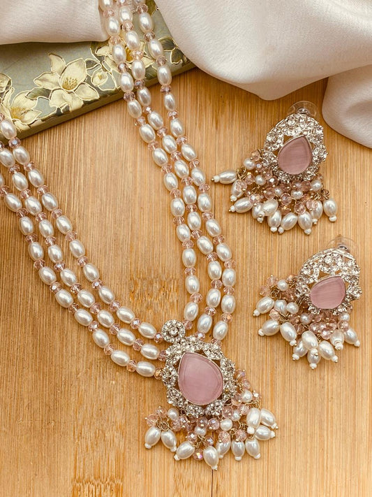 NAQSH Zarcon Mala set-2505-Silver Nayab Jewellery