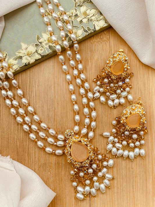 NAQSH Zarcon Mala set-2505-Golden Nayab Jewellery