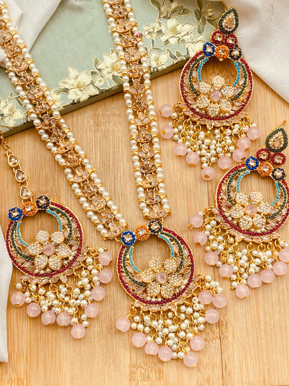 Noratan mala set with Baali Tika-2524 Nayab Jewellery