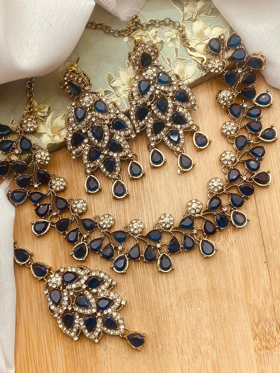 Antique Polish Leaf Necklace set-2525 Nayab Jewellery