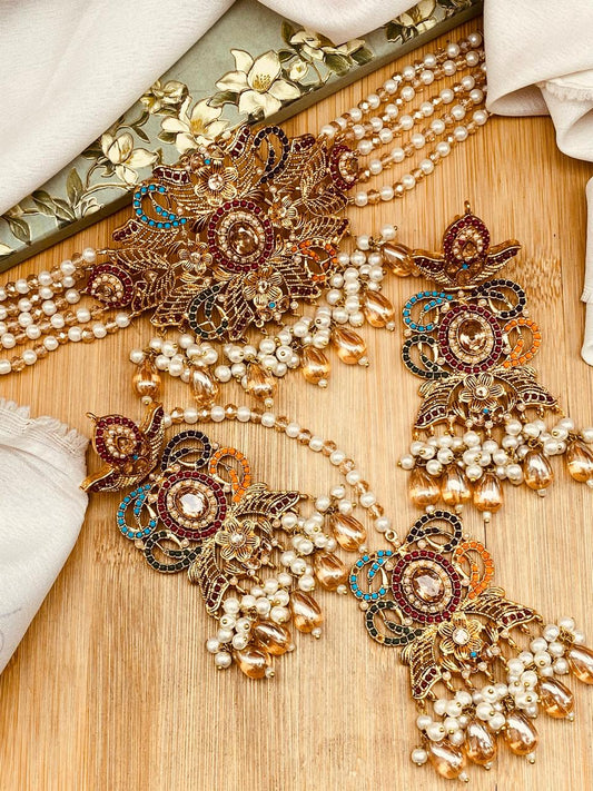 Noratan Chokar Necklace set-2526 Nayab Jewellery