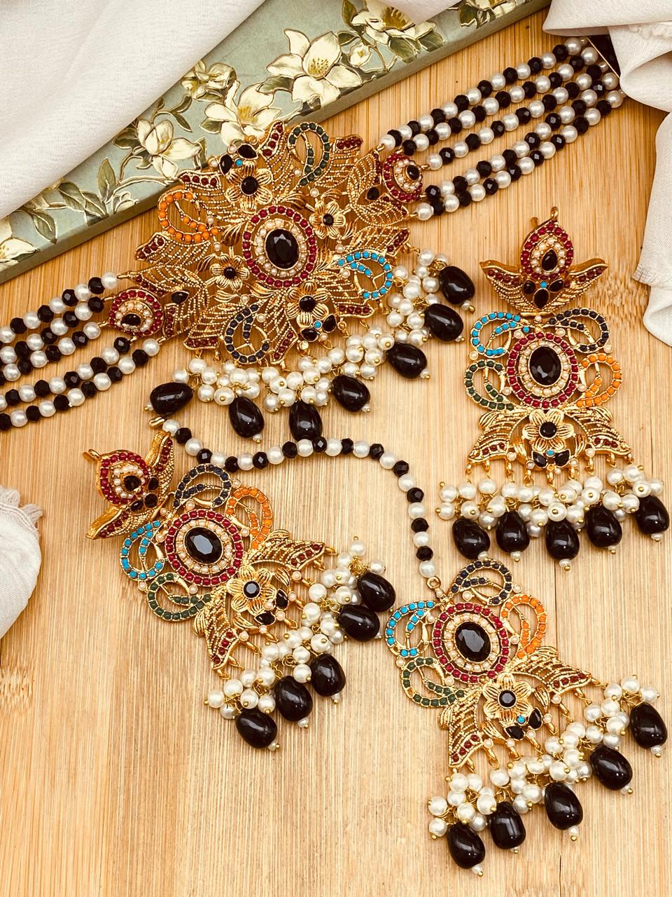 Noratan Chokar Necklace set-2526 Nayab Jewellery
